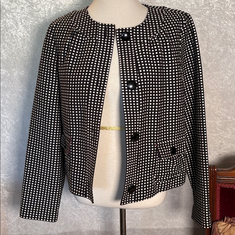 Charter Club Women's Jacket in Black and White polka dots size 14